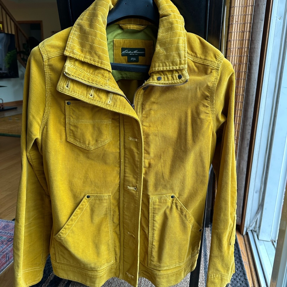 Eddie Bauer Yellow Military Field Jacket with High Collar
